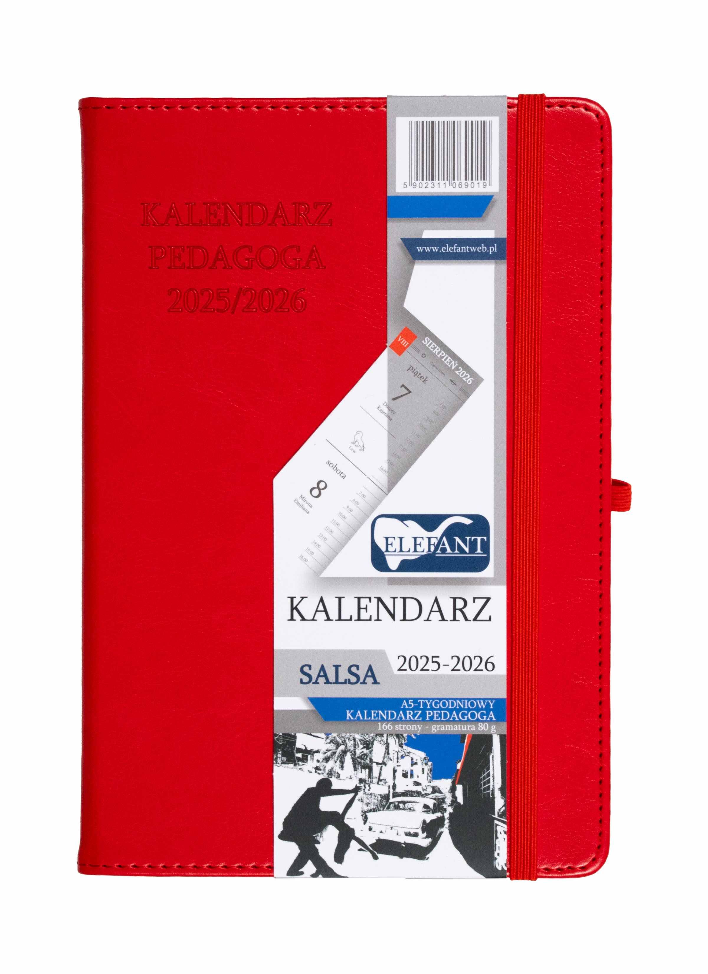 Kalendarz Pedagoga 2025/2026 Salsa A5 tygodniowy czerwony