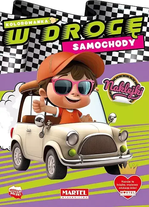 Kolorowanka samochody z naklejkami. W drogę
