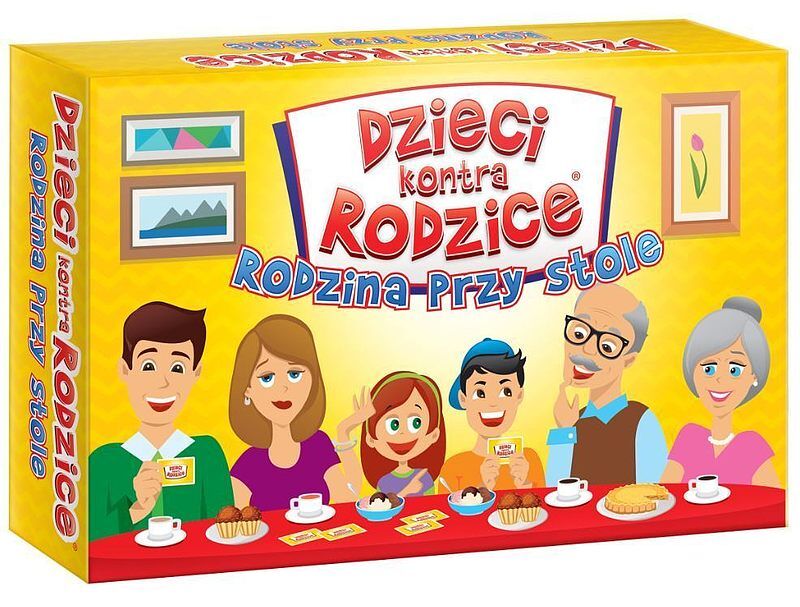 Gra rodzina przy stole dzieci kontra rodzice