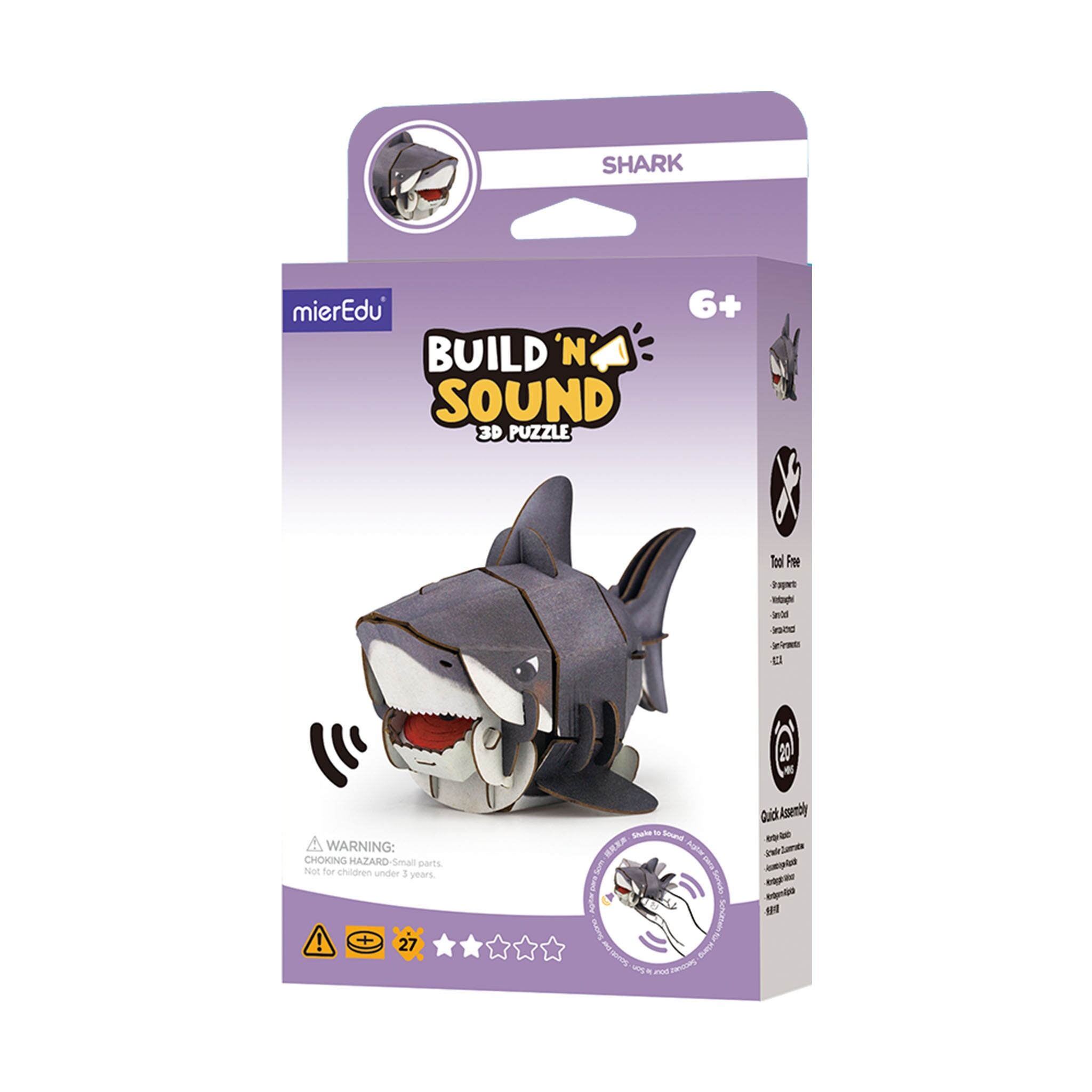 Puzzle 3D Buduj i słuchaj Rekin