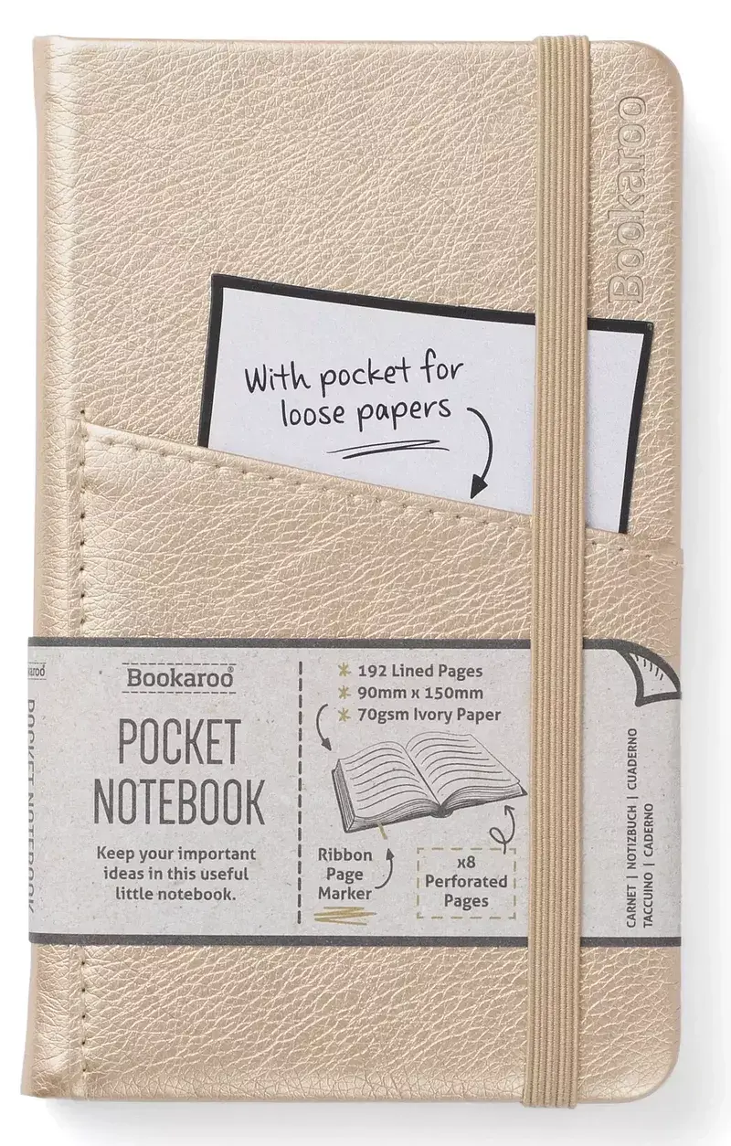 Notatnik a6 bookaroo journal pocket złoty