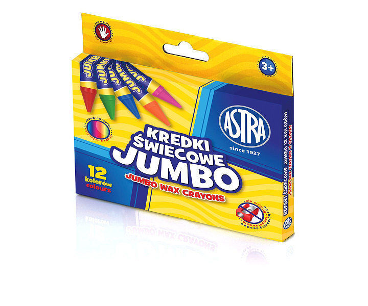 Kredki astra świecowe super jumbo 12 kolorów