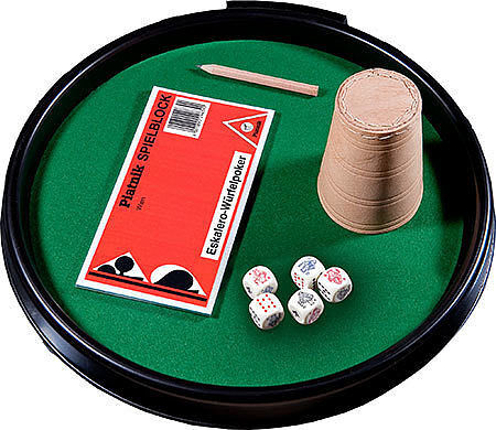 Kości Piatnik pokerowe z tacką kubkiem i bloczkiem do zapisu
