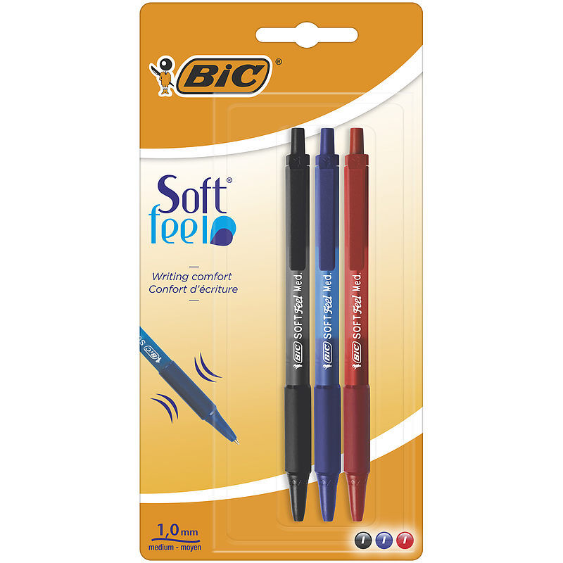 Długopis bic soft feel mix ast blister 3szt