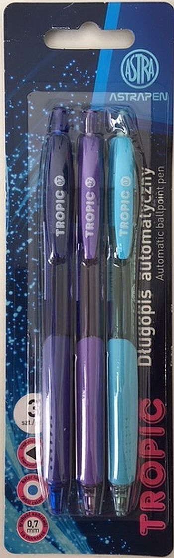 Długopis automatyczny tropic pen astra 0. 7 mm blister 3 sztuki