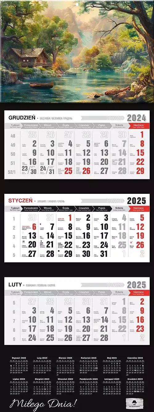 Kalendarz 2025 trójdzielny premium pejzaż kt2–v. 80