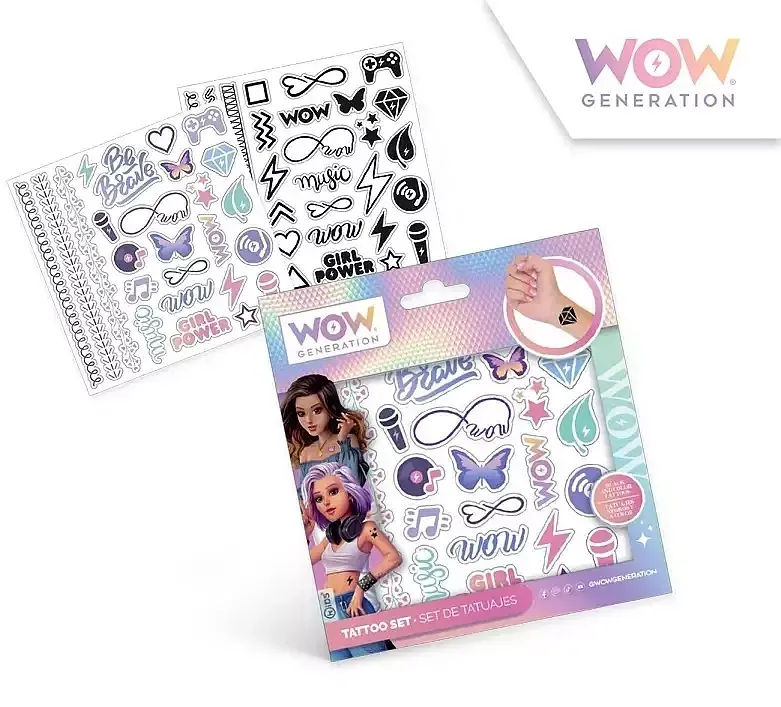 Zestaw tatuaży kolorowych i czarno-białych wow 50 szt
