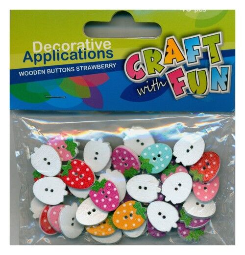 Guziki drewniane Truskawki