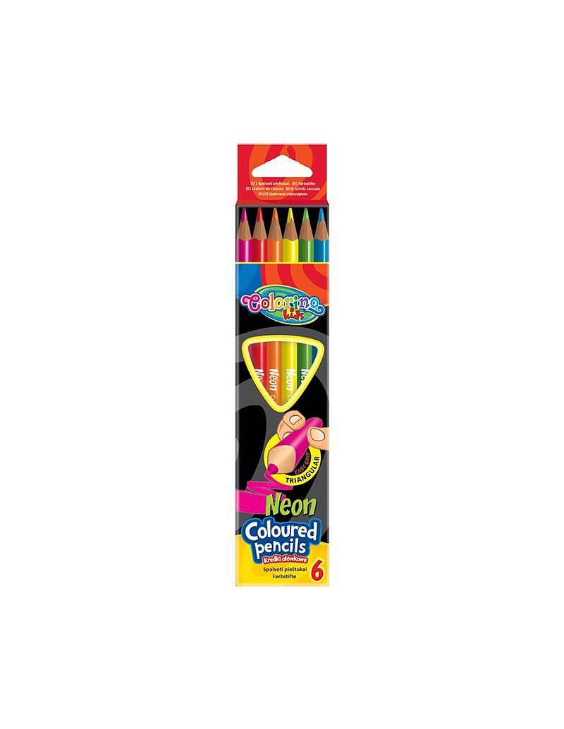 Kredki ołówkowe colorino kids trójkątne neonowe 6 kolorów