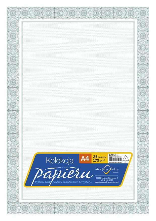 Papier ozdobny Certyfikat Dyplom 170g/m2 25 sztuk