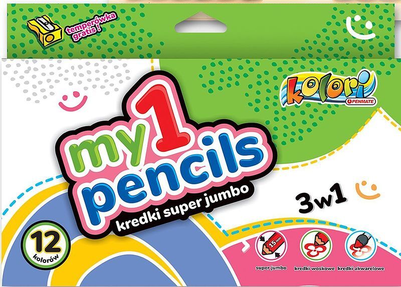 Kredki moje pierwsze super jumbo kolori penmate 12 kolorów + temperówka tt8312