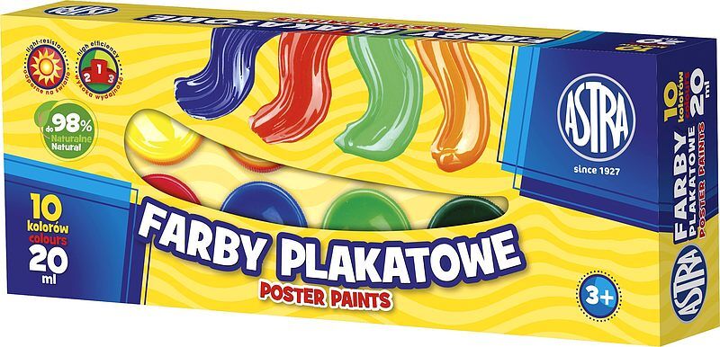 Farby plakatowe Astra 10 kolorów - 20 ml