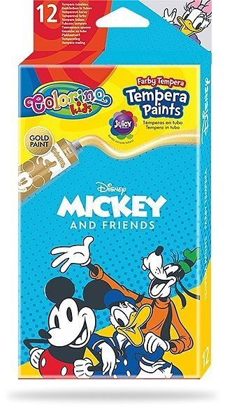 Farby colorino kids tempera w tubach 12 kolorów 12 ml mickey
