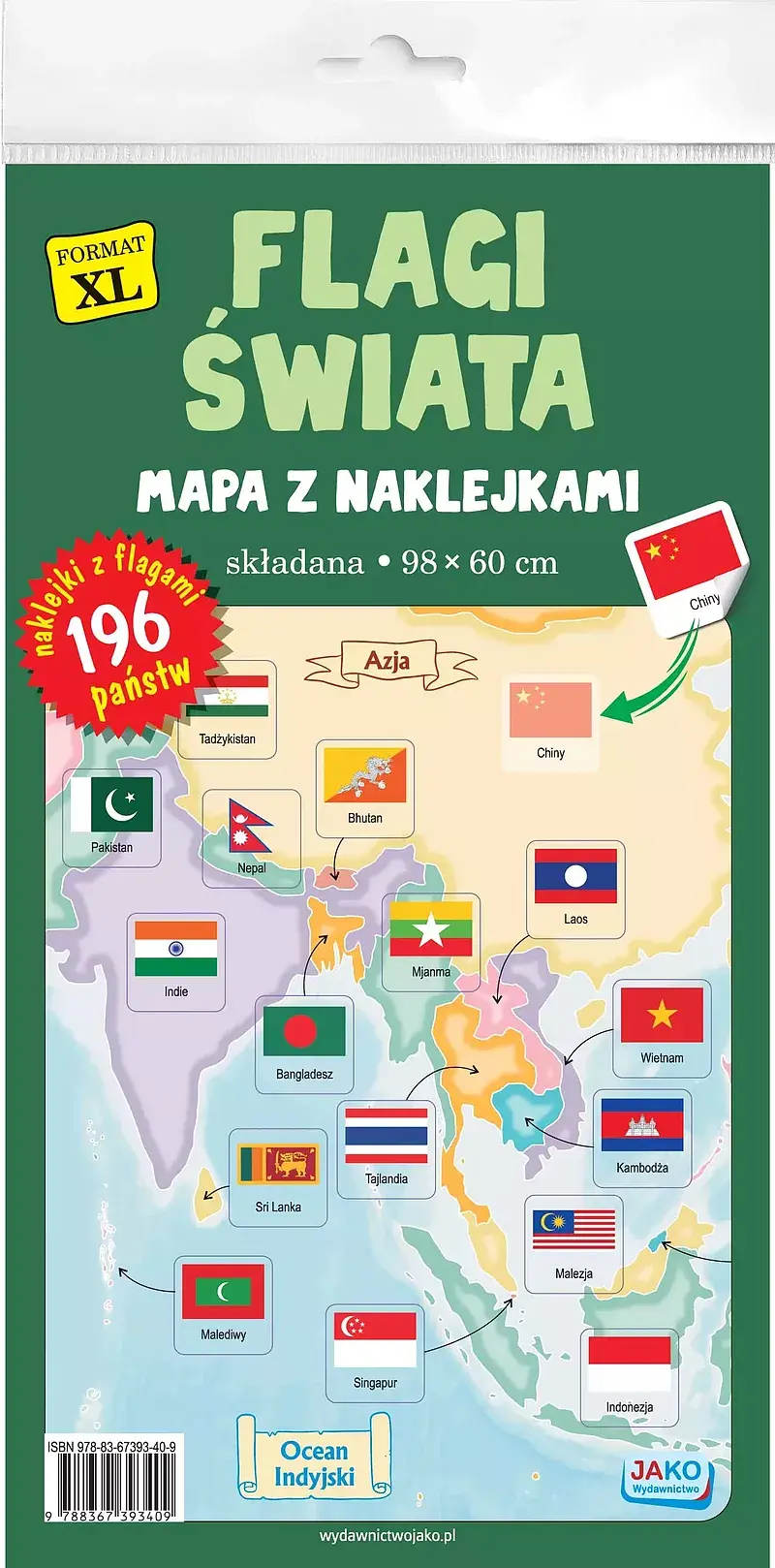 Mapa flagi świata z naklejkami