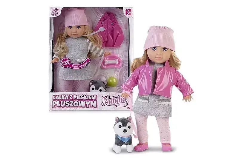 Lalka natalia z pieskiem pluszowym 35 cm