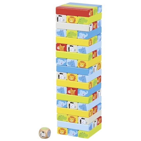 Wieża do układania typu jenga z motywami zwierząt Goki