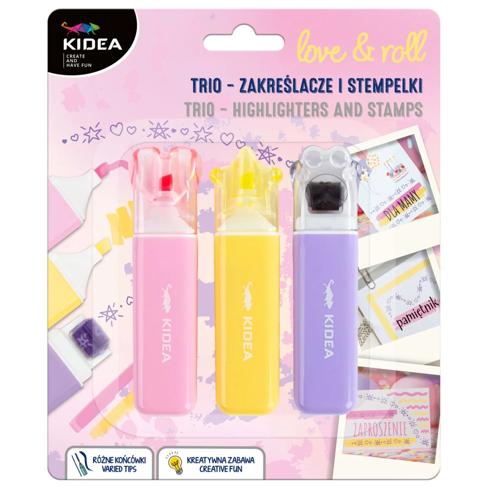 Zakreślacze i stempelki Trio love & roll Kidea