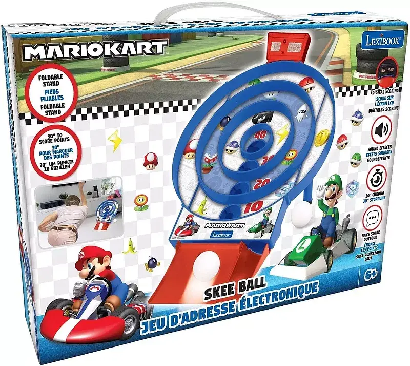 Gra mariokart skee bal elektroniczna z ekranem lcd i 2 piłkami lexibook jg995ni