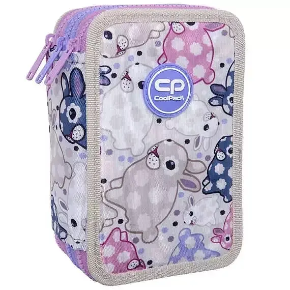 Piórnik 3-komorowy z wyposażeniem coolpack jumper 3 white bunny