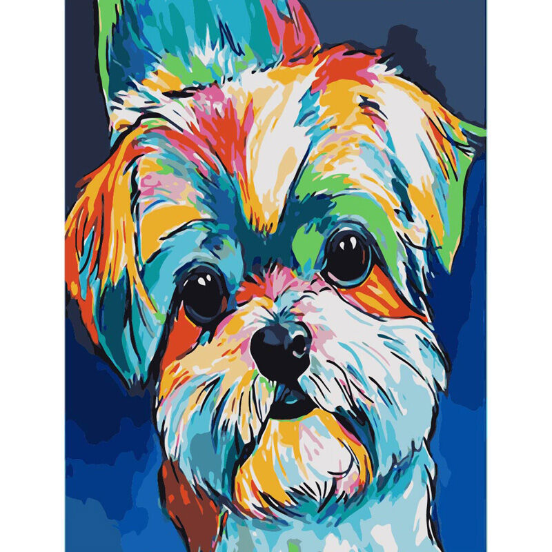 Malowanie po numerach Tęczowy Pies 40x50cm