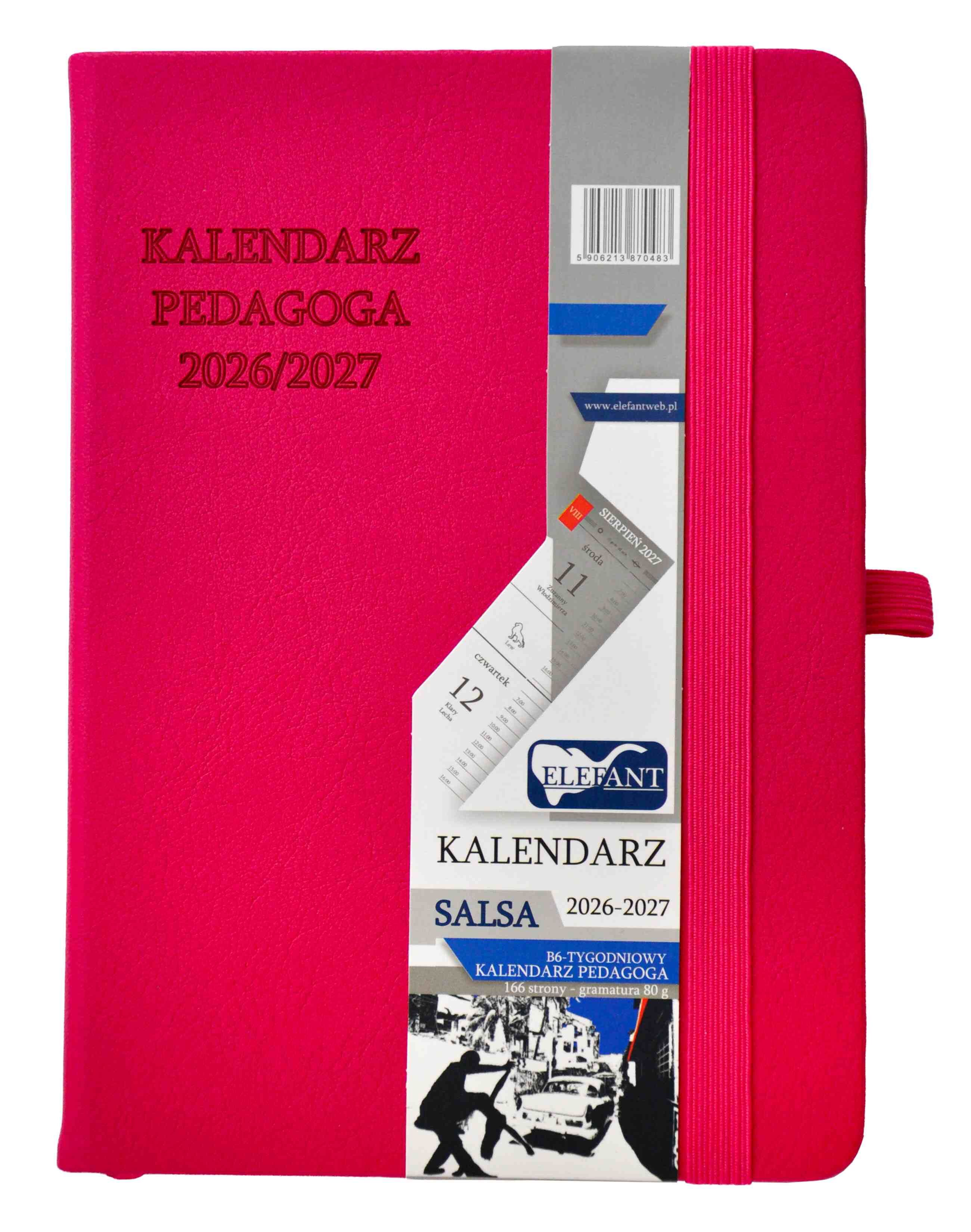 Kalendarz pedagoga 2026/2027 Salsa B6 tygodniowy różowy