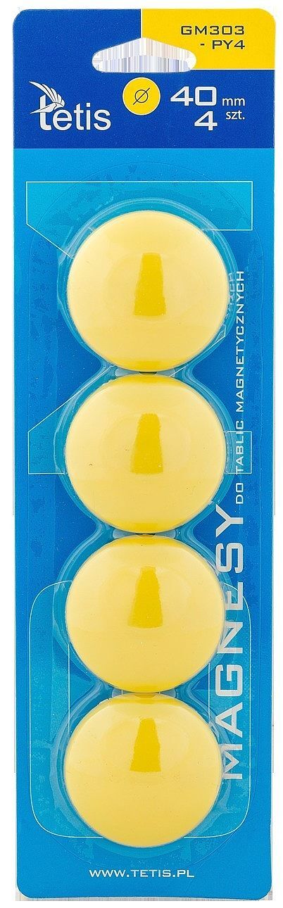 Magnesy do tablic tetis żółte gładkie 40mm/4