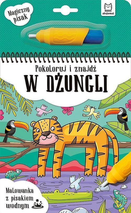 Pokoloruj i znajdź w dżungli. Malowanka z pisakiem wodnym