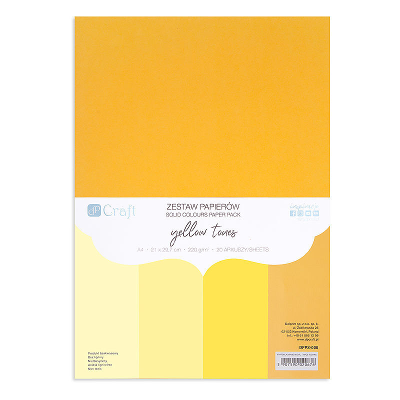 Zestaw papierów a4 yellow tones 220g  20 ark