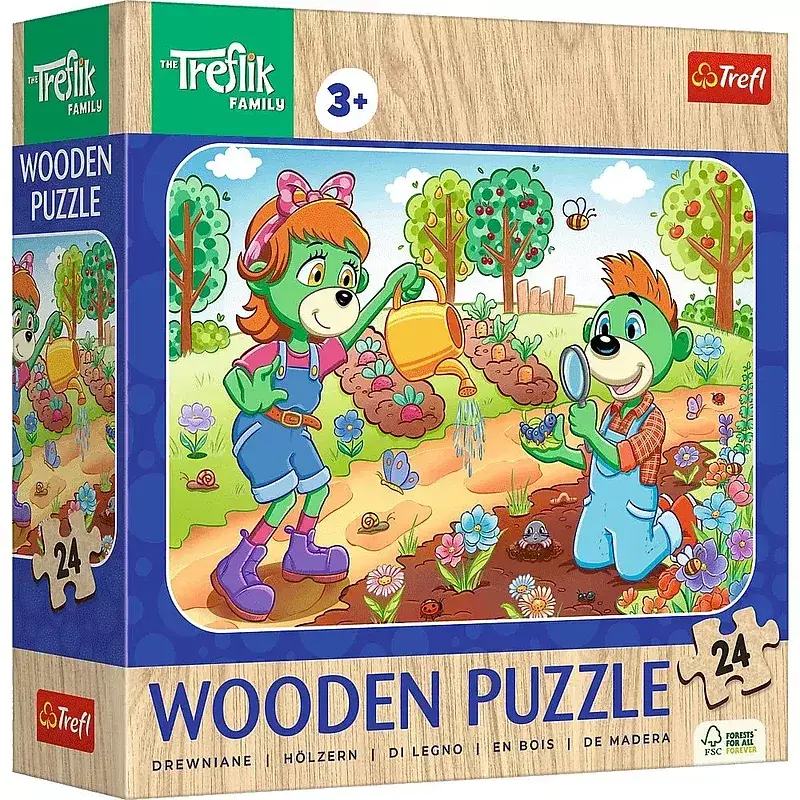 Puzzle 24 drewniane poznaj rodzinę treflików 20263