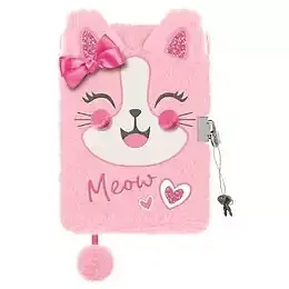Pamiętnik a5 włochacz z kłódką 3d pink kitty