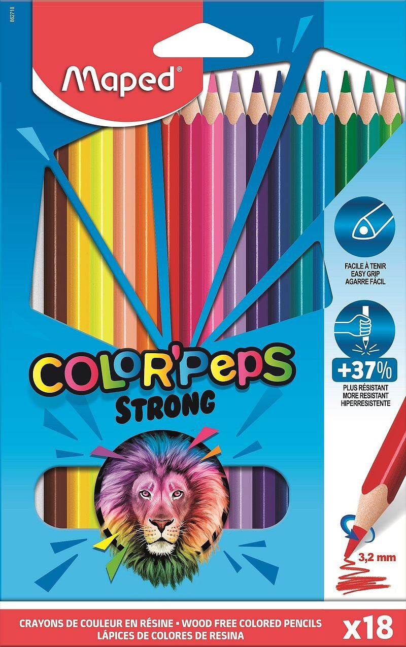 Kredki ołówkowe maped colorpeps strong trójkątne 18 kolorów