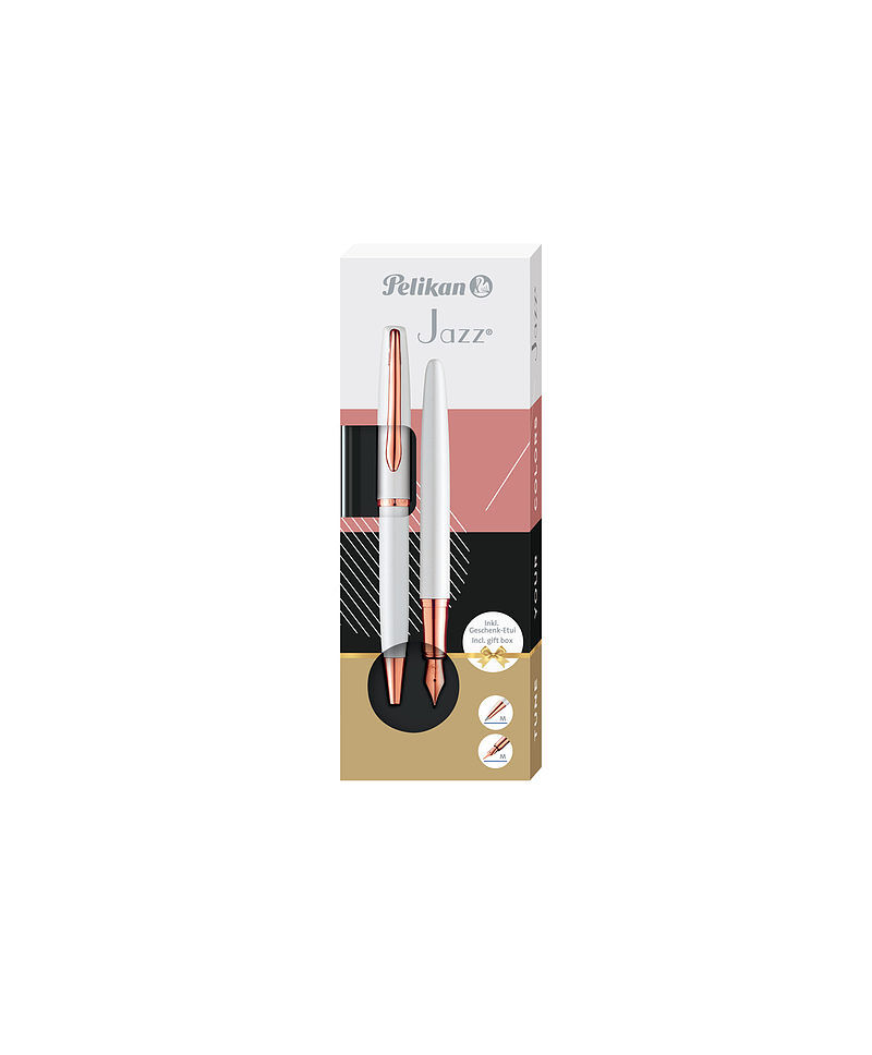 Pióro wieczne + długopis jazz noble pearl etui pelikan