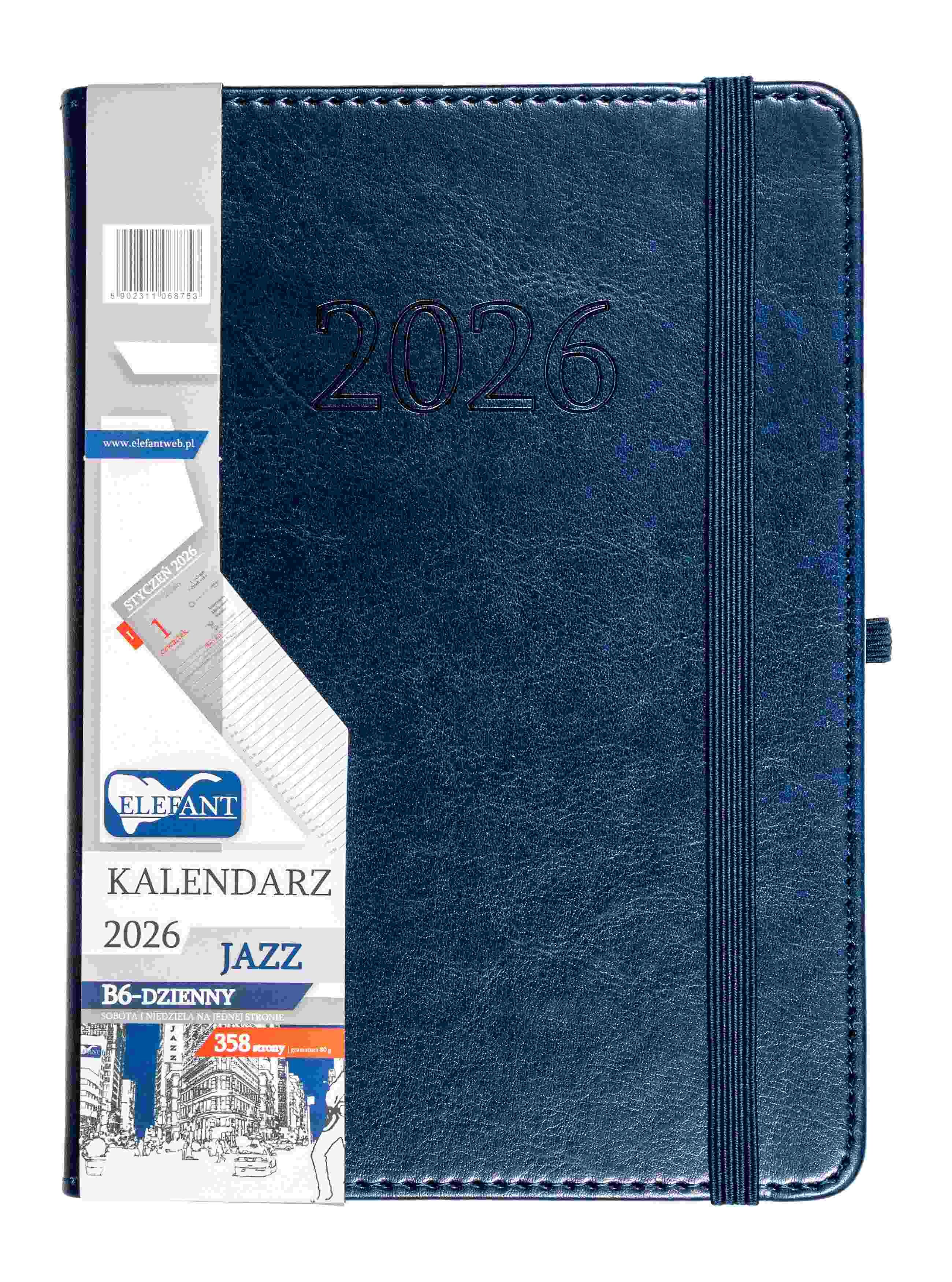 Kalendarz 2026 Jazz B6 dzienny granatowy