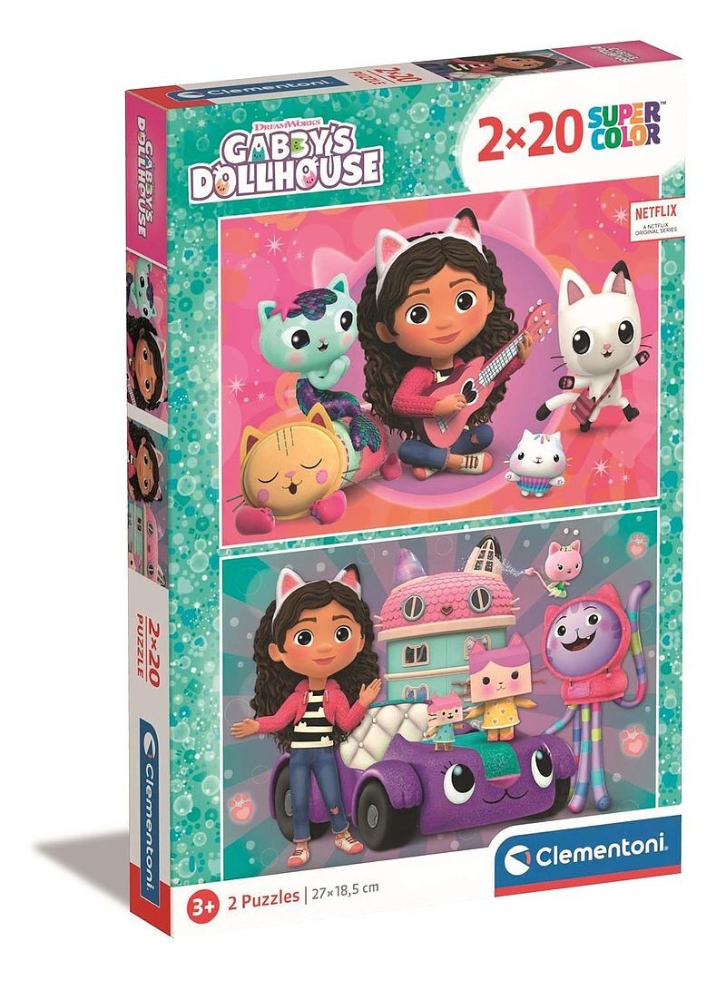 Puzzle Super kolor Koci domek Gabi  2 x 20