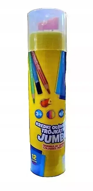 Kredki ołówkowe trójkątne jumbo w tubie 12 kolorów z temperówką