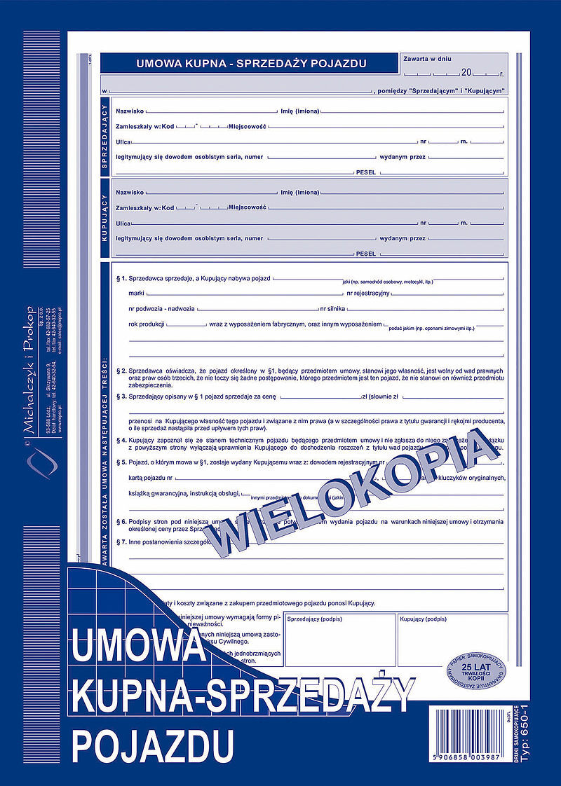 Umowa kupna-sprzedaży pojazduwielokopia a4