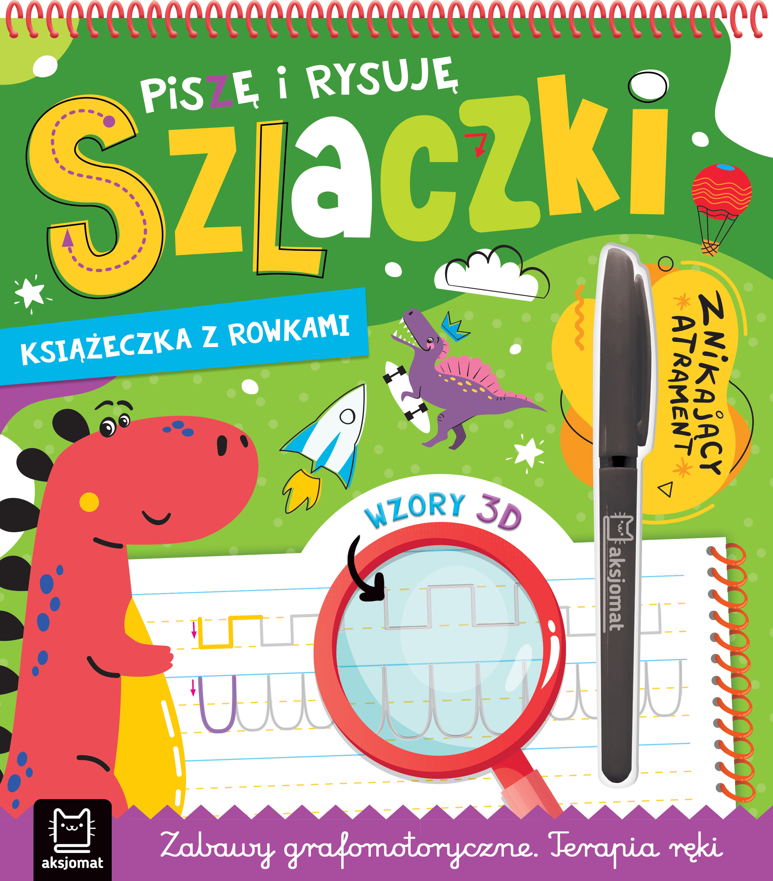 Piszę i rysuję szlaczki. Książeczka z rowkami. Znikający atrament. Wzory 3D. Zabawy grafomotoryczne. Terapia ręki