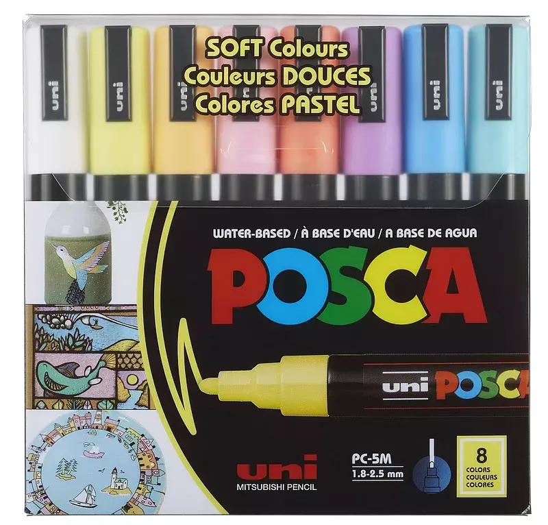 Markery pc-5m soft colors pastelowe kolory posca uni