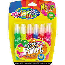 Farby colorino kids w tubach z pędzelkiem neonowe 6 kolorów