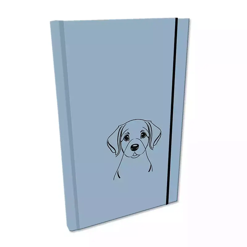 Notes a5 gładki z gumką soft touch lakier uv pies labrador niebieski