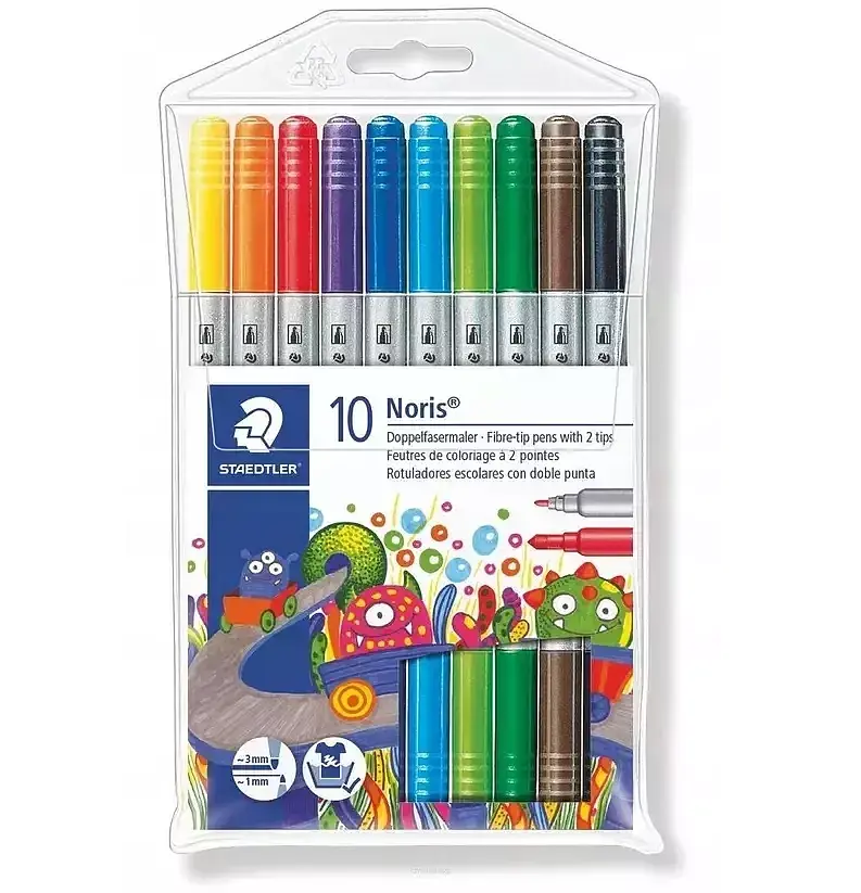 Flamastry dwustronne noris club 10 kolorów staedtler
