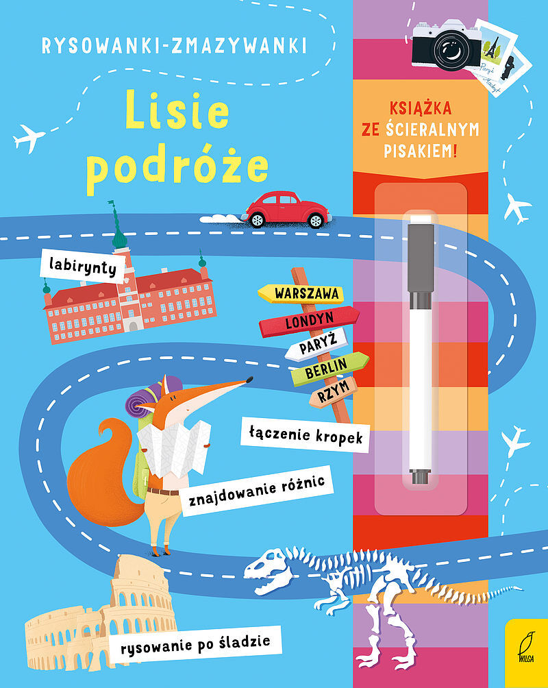 Rysowanki-zmazywanki ze ścieralnym flamastrem.. Lisie podróże