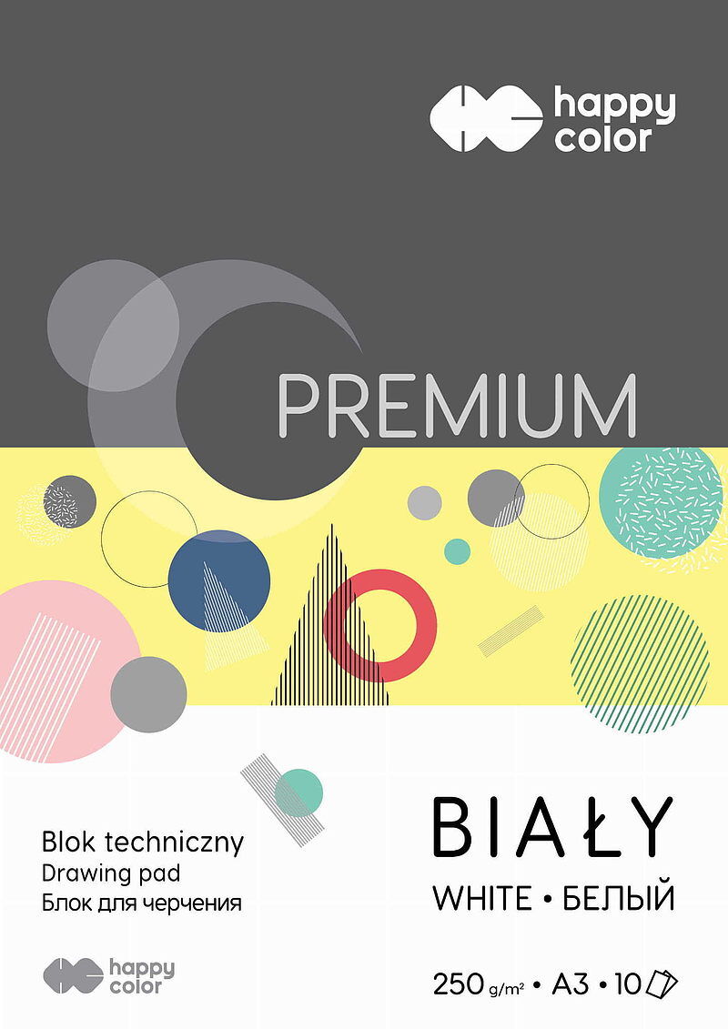 Blok techniczny biały a3 premium biały 250g happy color pakiet 10sztuk