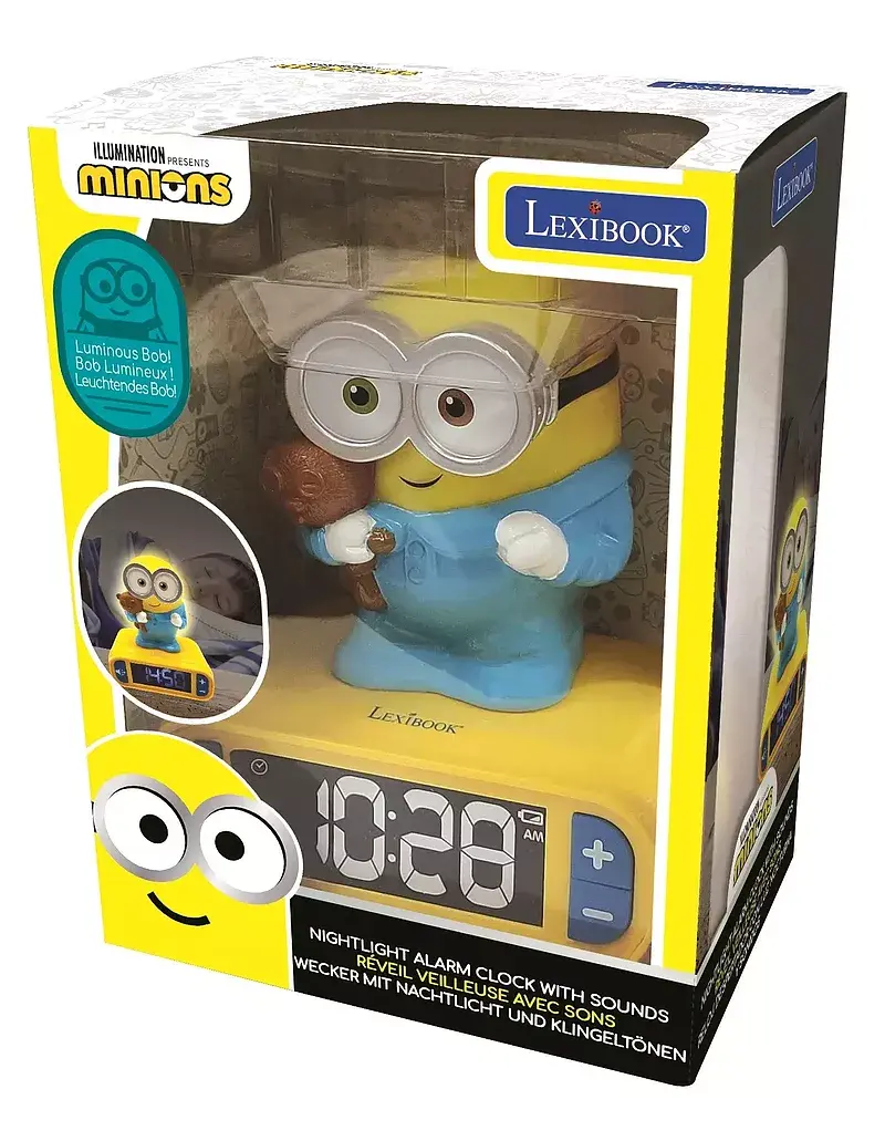 Budzik cyfrowy z lampką nocną minionki i efektami dźwiękowymi rl800des