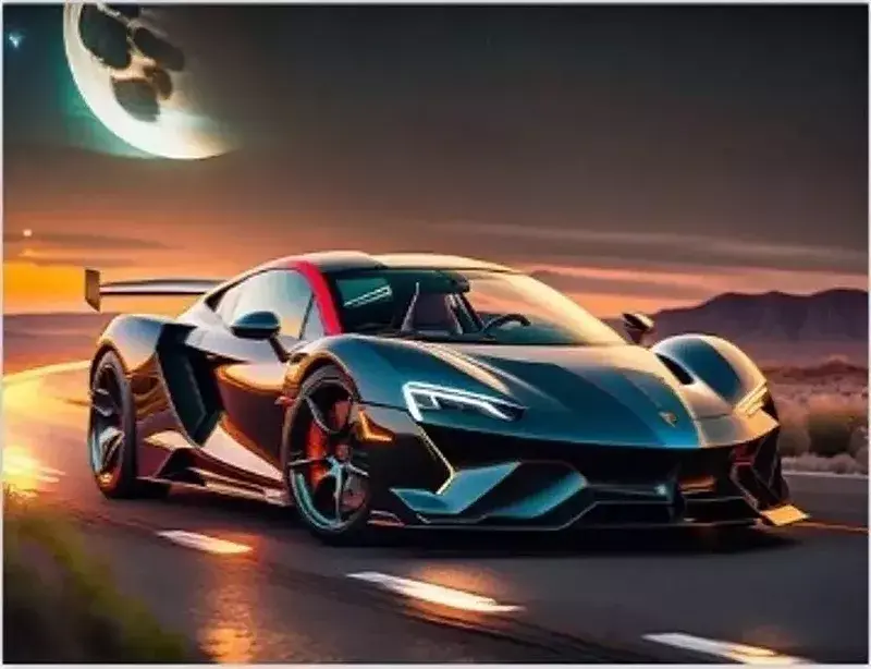 Diamentowa mozaika ferrari nocą  no-1009416
