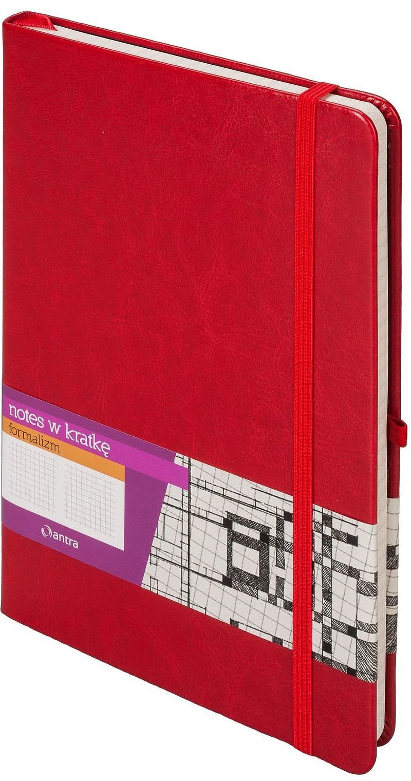 Notes A5 z gumką Formalizm kratka czerwony