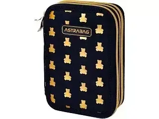 Piórnik Jumbo potrójny z wyposażeniem Astrabag Golden Teddy, AC31
