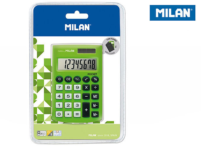Kalkulator milan kieszonkowy pocket touch 8 pozycyjny zielony