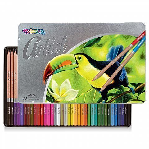 Kredki colorino artist ołówkowe okrągłe 36 kolory metalowe pudełko
