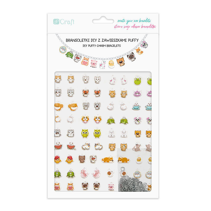Bransoletki DIY z zawieszkami puffy - cute animals